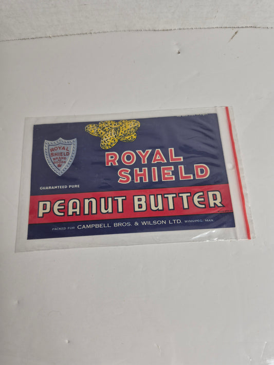 Vintage Royal Shield Peanut Butter Tin Label - Campbell Bros. & Wilson Ltd. Winnipeg Manitoba