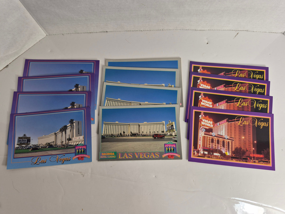 Vintage Las Vegas Postcard Lot - 12 Cards - Hacienda Hotel & Bob Stupak's Vegas World - 1990-1993 Collector Series