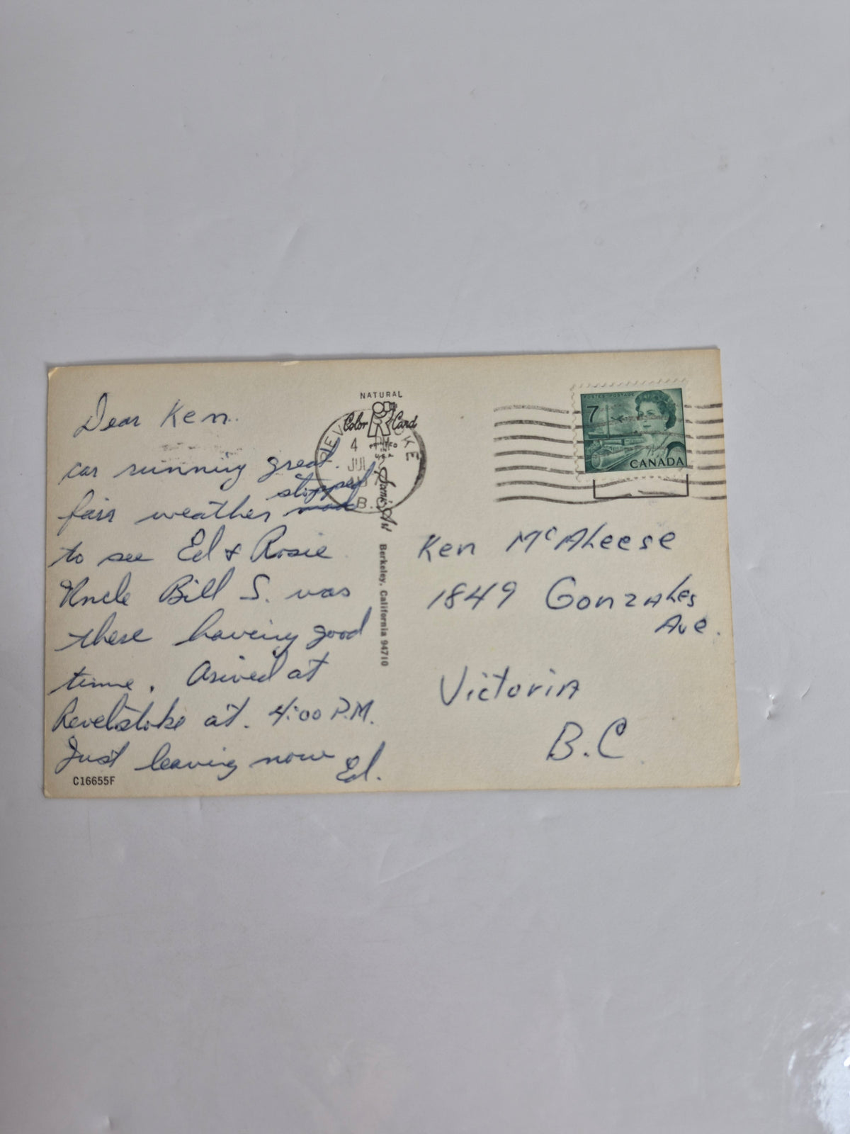 Vintage Comic Postcard Pair – 1968 Jimmie Little Ltd. Victoria B.C. Advertising Card (Stan Davison) + "He Was Gonna Let Me Off With a Warning!!" Gag Card, Mailed Revelstoke to Victoria