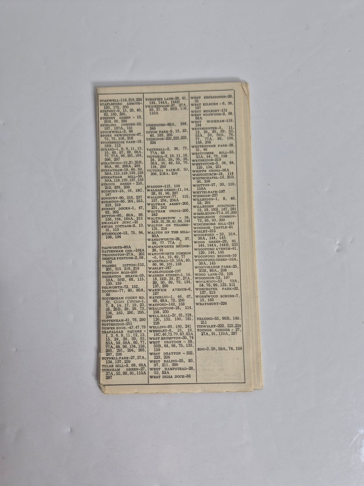 1943 London Transport Bus Routes Central Area No. 2 – WWII Wartime Issue, "Is Your Journey Really Necessary?" – Folding Route List