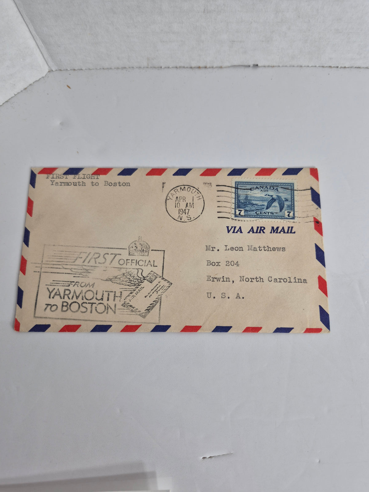 Canadian First Flight Airmail Covers – Lot of 5 Flown Covers, 1929 & 1947 – Toronto, Hamilton, Kingston, Detroit, Boston Routes – Plus 2 Lindbergh Collector Cards