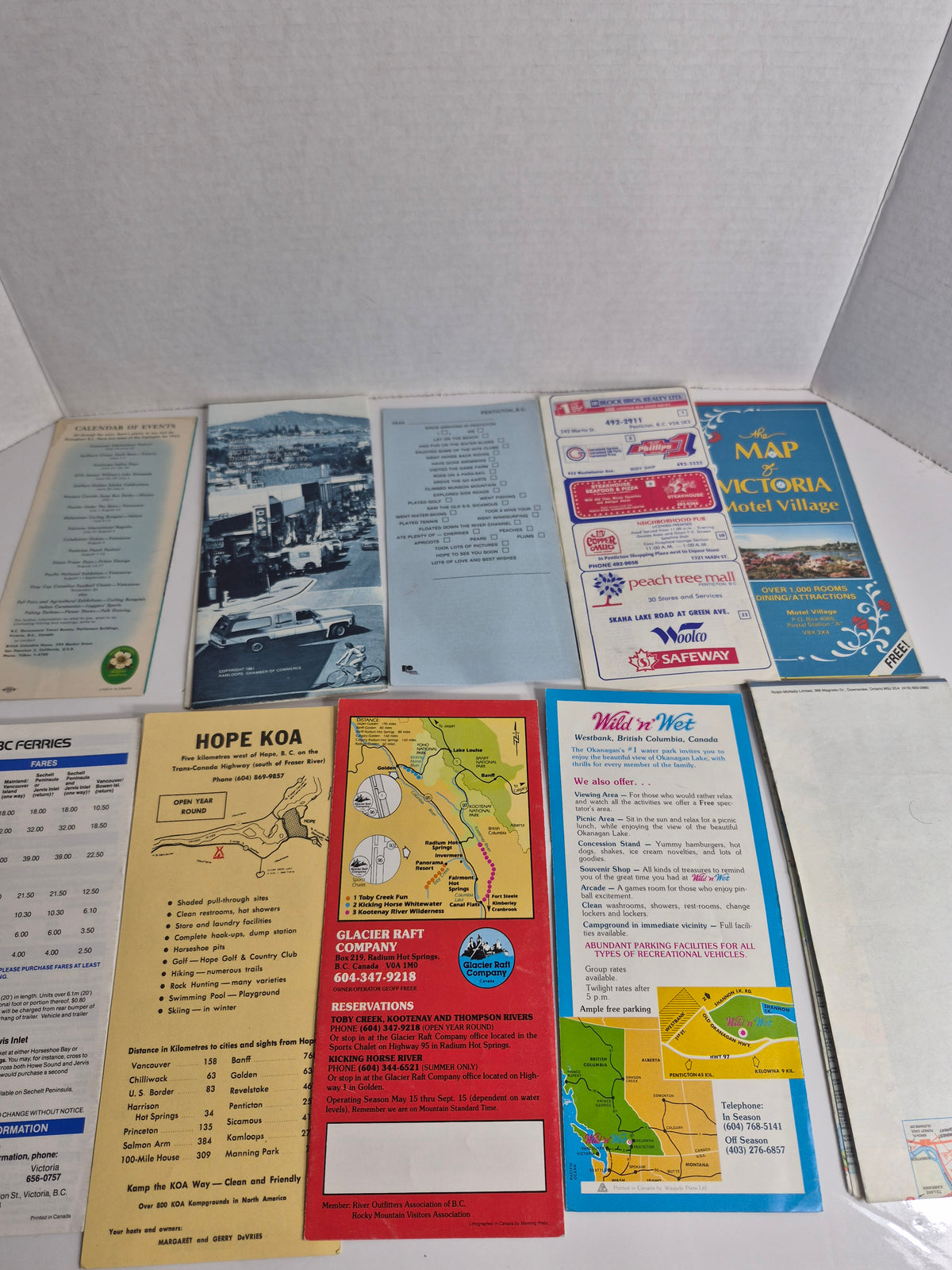Vintage British Columbia Map & Tourist Brochure Lot of 18 – Road Maps, BC Ferries 1984, Victoria & Butchart Gardens, Kamloops, Penticton, Okanagan, 1960s–1984