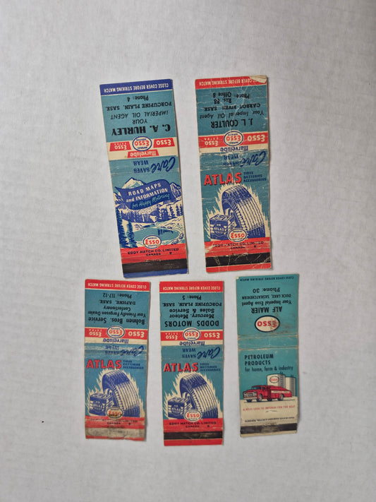 Esso Imperial Oil Saskatchewan Matchbook Covers Lot of 5 – Carrot River, Porcupine Plain, Duck Lake, Daphne – Eddy Match