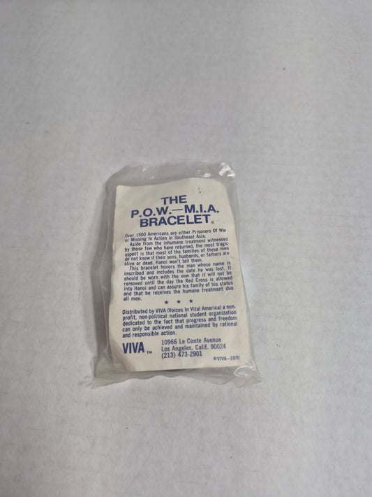 VIVA P.O.W. – M.I.A. Bracelet 1970 – Lt. Col. J. Howard Dunn, Lost 12-7-68 – Sealed in Original Package