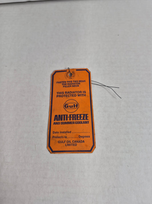 Gulf Oil Canada Vintage Anti-Freeze Radiator Service Tag – Bilingual, Unused, With Wire Tie