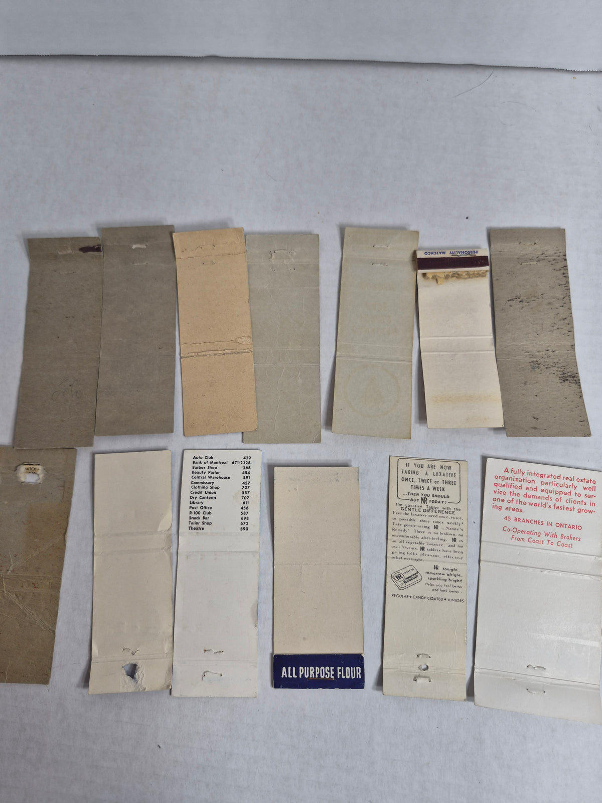 Vintage Matchbook Covers Lot of 13 CFB Borden CFB Trenton CFB St. Hubert Five Roses Flour Tums 1974 Commonwealth Games New Zealand Saskatchewan