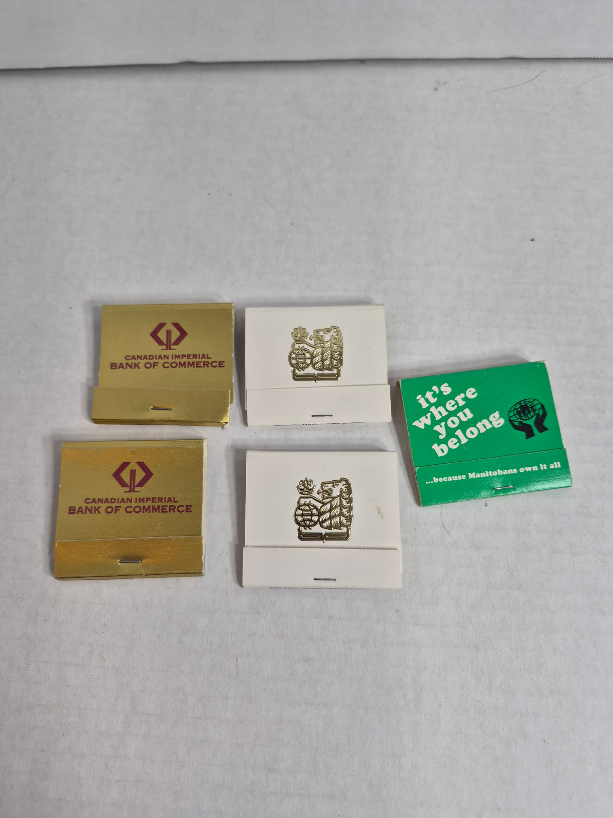 Vintage Canadian Bank Matchbooks Lot of 5 FULL CIBC Royal Bank Grandview Credit Union Manitoba Advertising