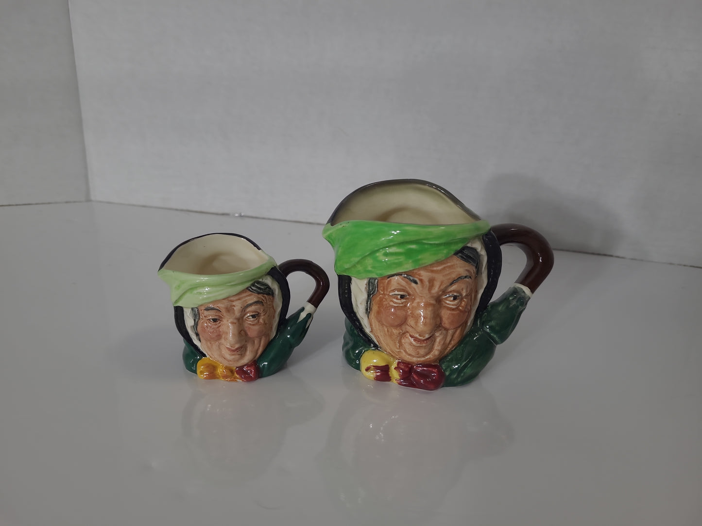 Vintage Royal Doulton Sairey Gamp Character Jug Pair – Small & Miniature