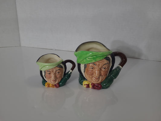 Vintage Royal Doulton Sairey Gamp Character Jug Pair – Small & Miniature
